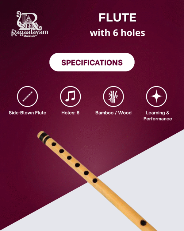 Rectangular Flute 6-Hole Indian Bamboo Flute - Ragaalayam Musicals